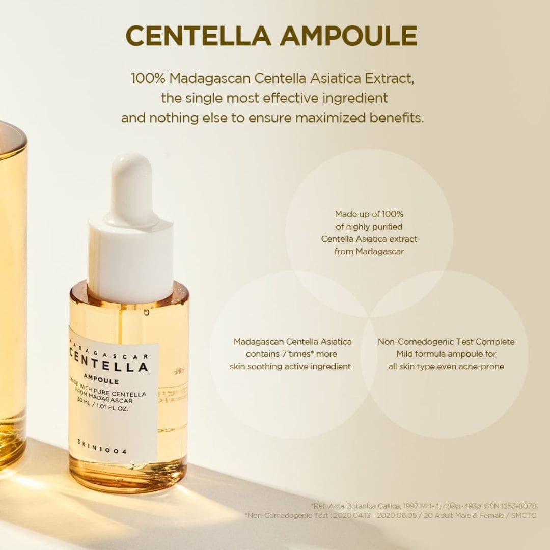 Madagascar Centella Ampoule Kit - SKIN1004, reduce poros, ilumina y calma la piel. Skincare coreano para el cuidado de la piel en Guayaquil, Quito, Ecuador